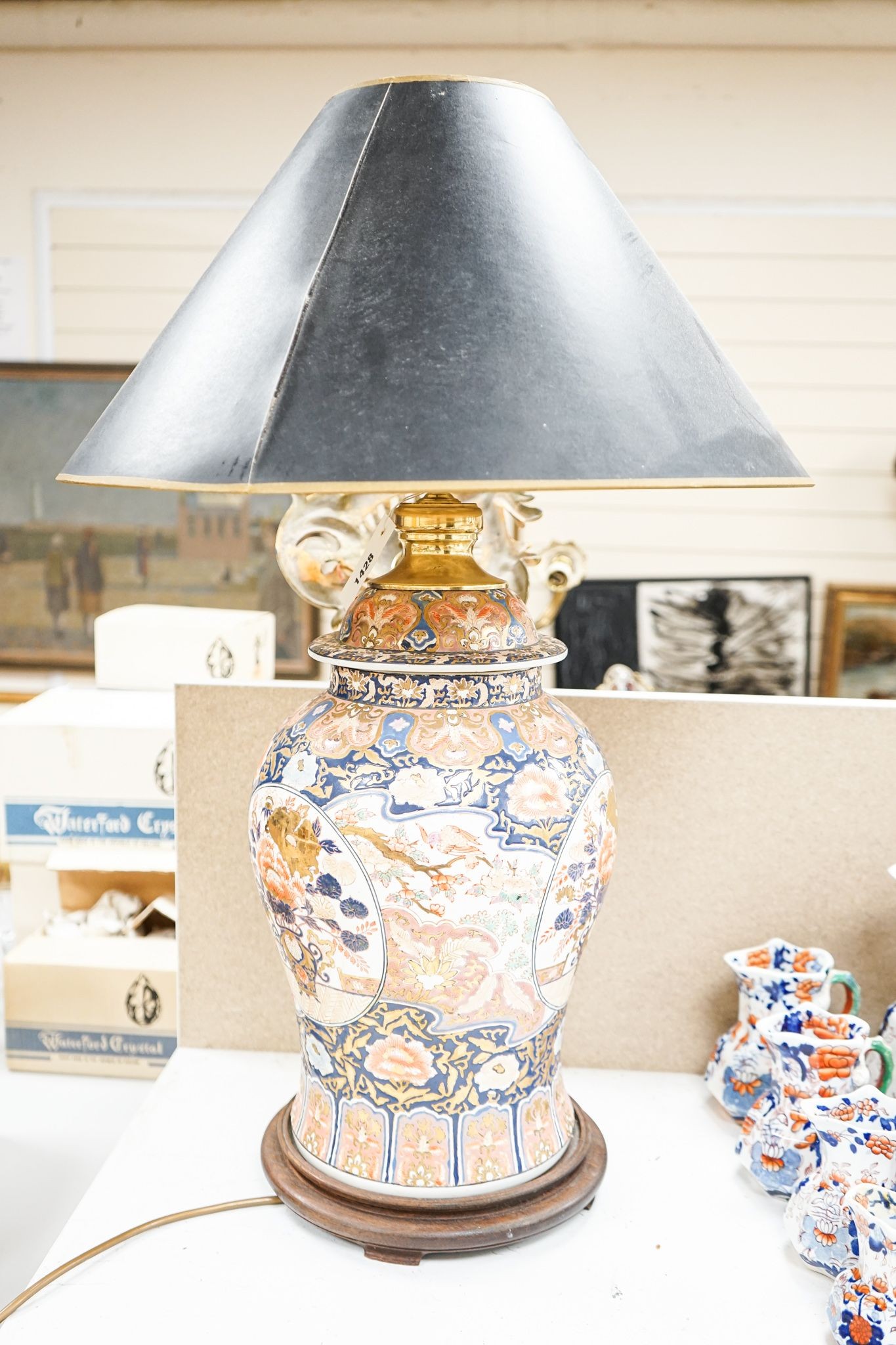 A Chinese Imari style vase converted to a lamp